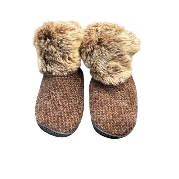 Isotonor brown ankle sweater boots slippers with faux fur. Women’s 9.5-10. - Picture 1 of 8